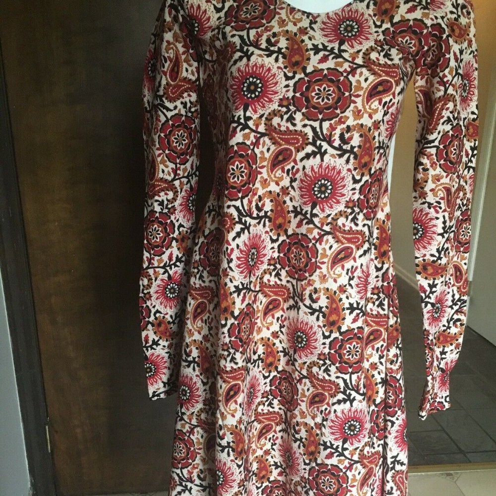 Cotton red, Black printed KURTA DRESS. Chest: 34"
